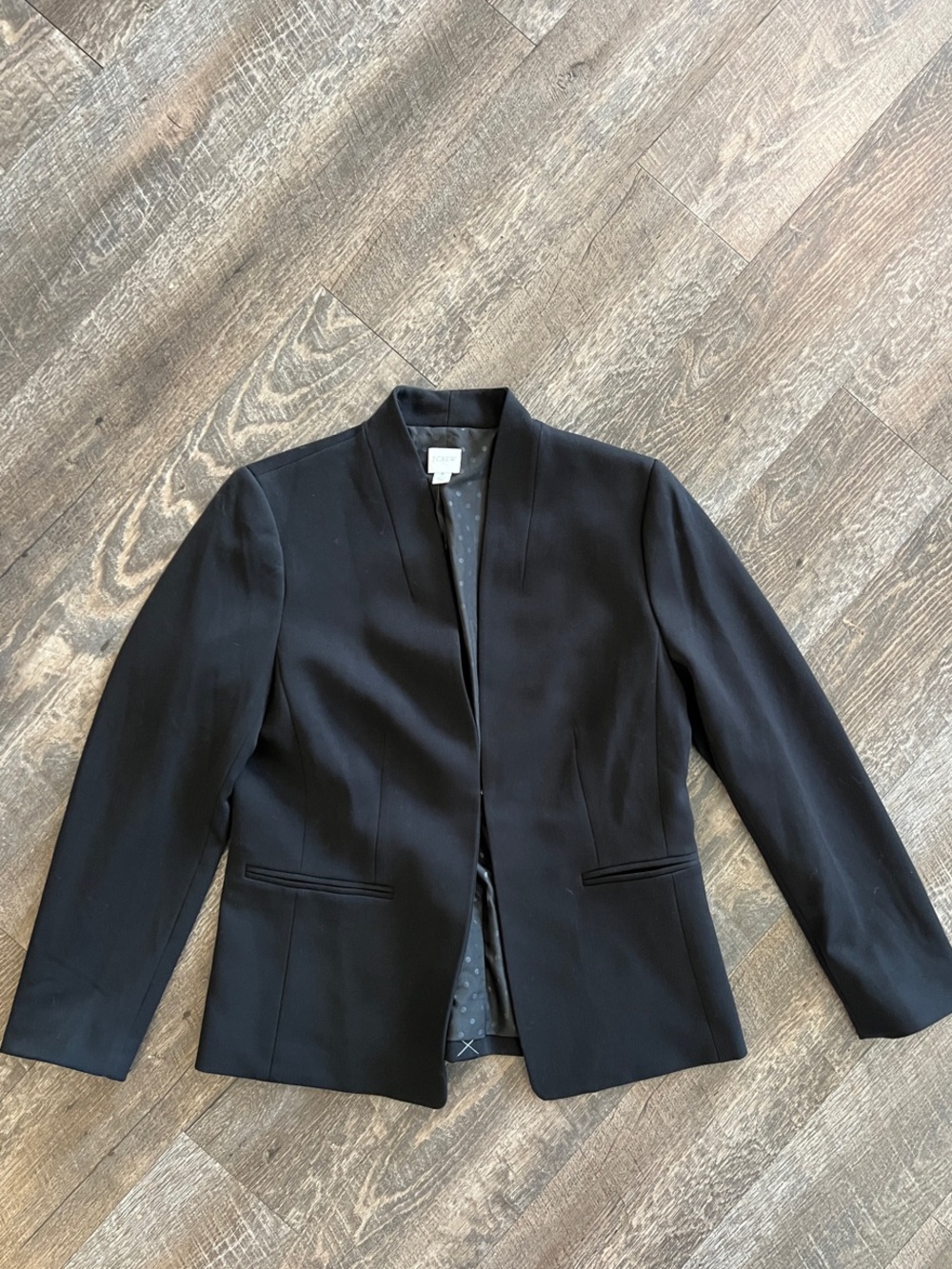 J. Crew Black Polka-Dot Lined Open Blazer